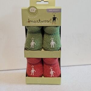 Smartwool Cozy Baby Booties Green Red 3-6 Months NEW Holiday Soft Socks No Skid